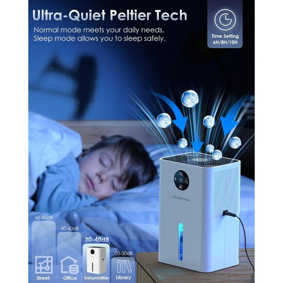 Dehumidifier 63oz Capacity Auto Shut-Off, Sleep Mode, Defrost, Quiet & Efficient - Picture 4 of 7